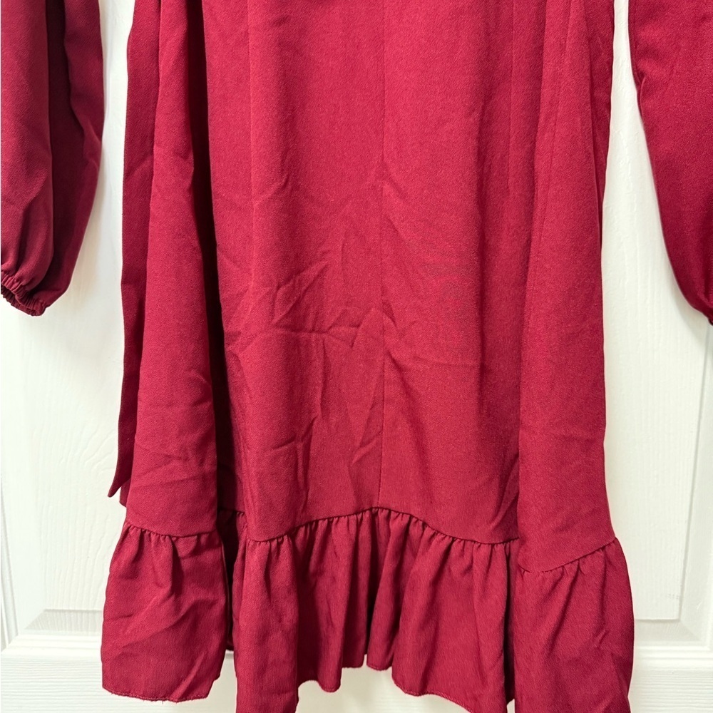 Nagoo Women’s Burgundy Red Ruffled Wrap Dress Size S - Picture 7 of 13